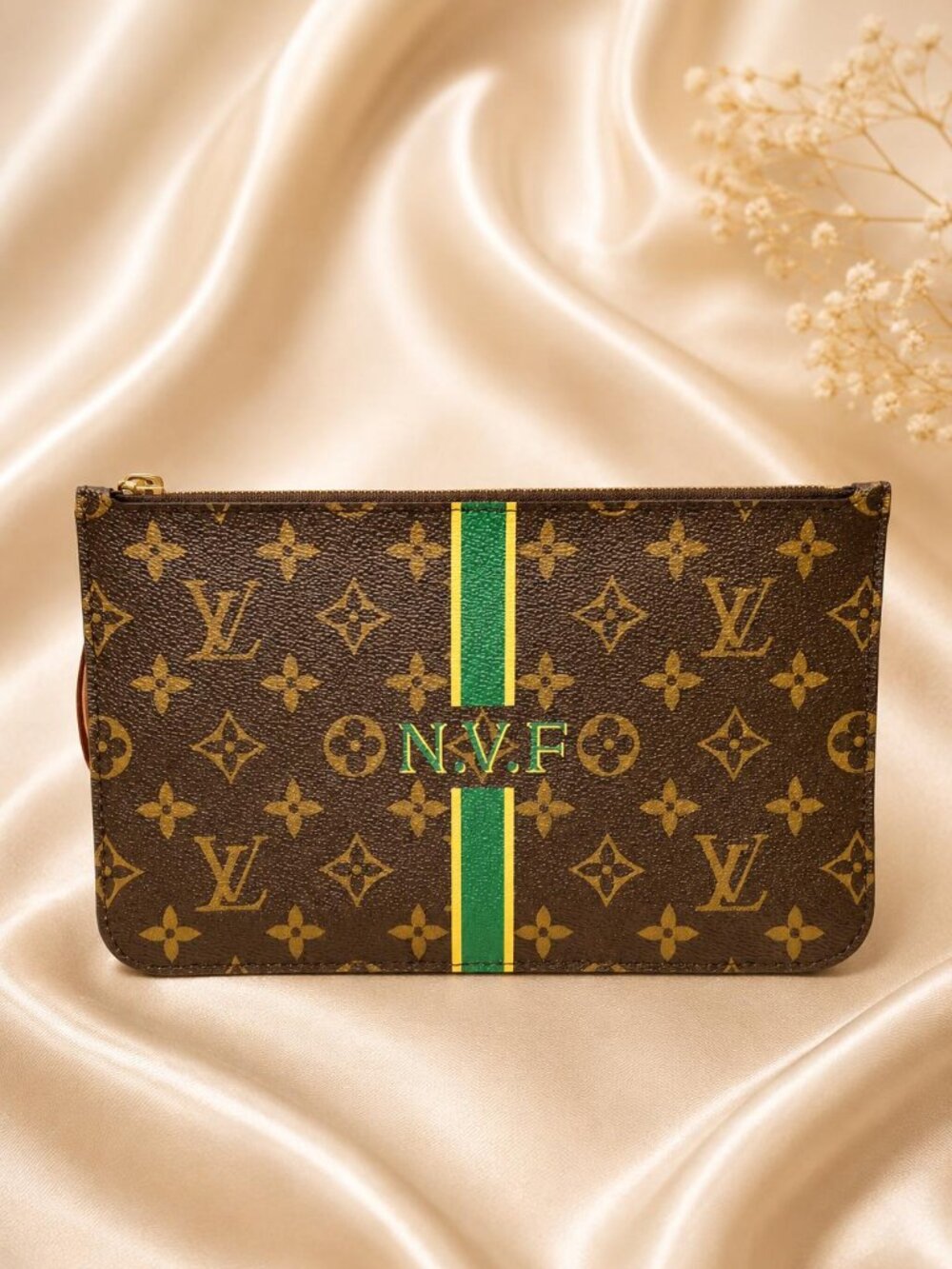 Authentic Louis Vuitton Neverfull Pochette Monogram Canvas Pouch/Wristlet